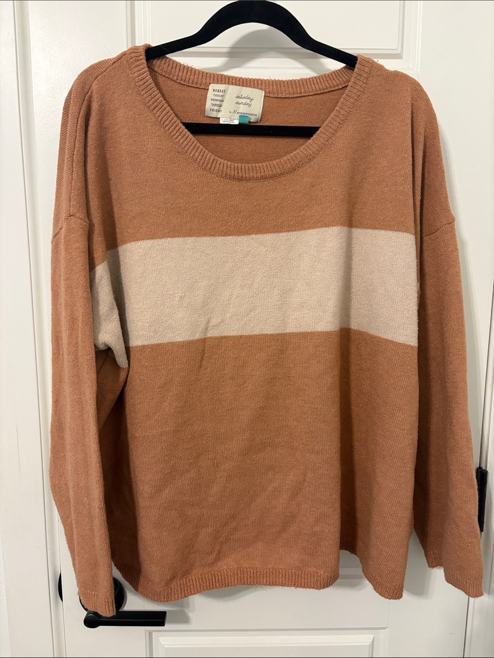 Madewell Scoopneck Stripe Sweater/pant set (Almond & Cream)
